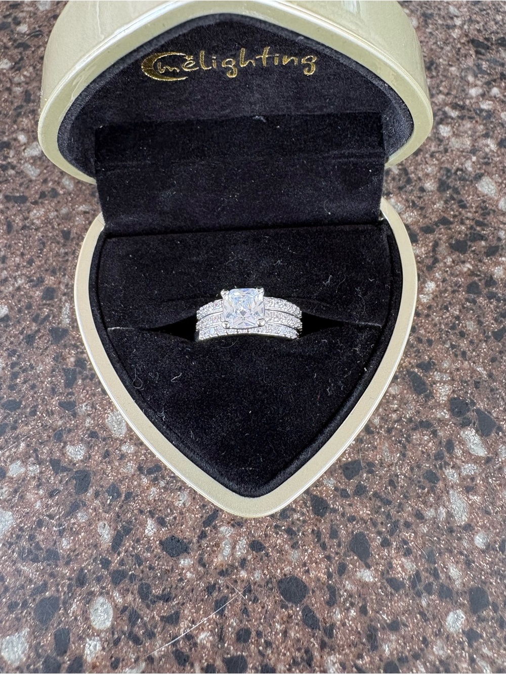 Sparkling Silver-Tone Princess Cut Ring Set (see pictures for size)